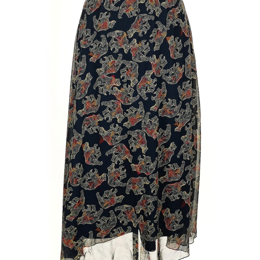 LuLaRoe Blue and Orange Patterned A-Line Skirt